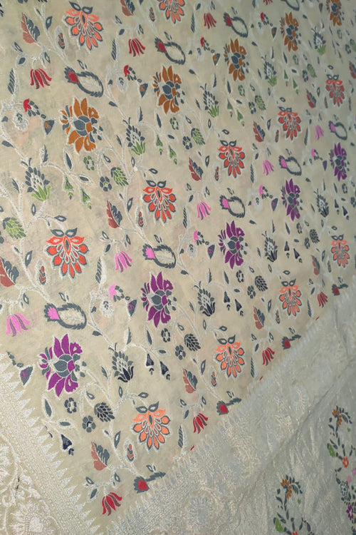 Exquisite Dyeable Banarasi Handloom Pure Moonga Silk Meenakari Saree - Luxurion World
