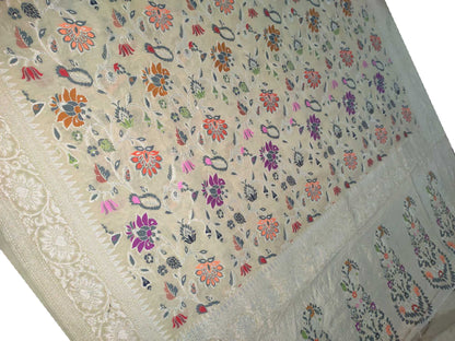 Exquisite Dyeable Banarasi Handloom Pure Moonga Silk Meenakari Saree - Luxurion World