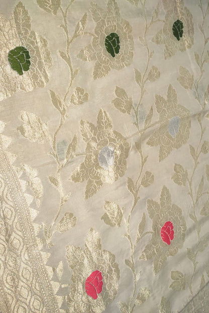 Exquisite Dyeable Banarasi Handloom Pure Moonga Silk Meenakari Saree - Luxurion World