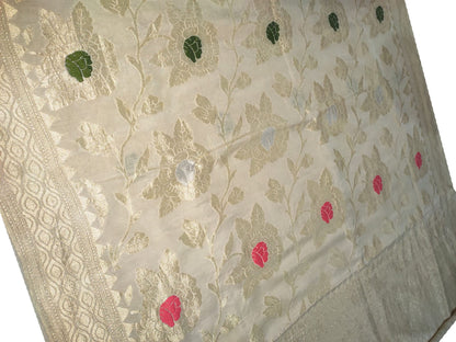 Exquisite Dyeable Banarasi Handloom Pure Moonga Silk Meenakari Saree - Luxurion World