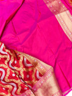 Exquisite Red Handloom Banarasi Pure Katan Silk Sona Roopa Saree - Luxurion World