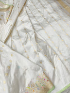 Dyeable Handloom Banarasi Katan Silk Meenakari Flower Design Saree - Luxurion World