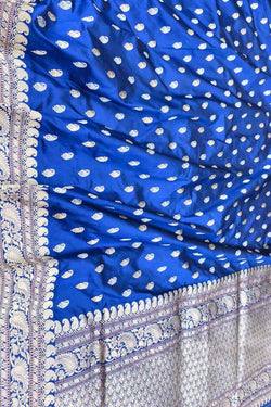 Blue Handloom Banarasi Katan Silk Saree - Elegant and Timeless - Luxurion World