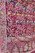 Maroon Handloom Banarasi Pure Katan Silk Flower And Bird Design Meenakari Saree - Luxurion World