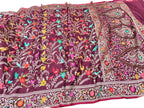 Maroon Handloom Banarasi Pure Katan Silk Flower And Bird Design Meenakari Saree - Luxurion World