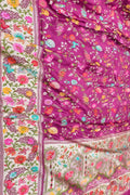 Pink Handloom Banarasi Pure Katan Silk Flower And Bird Design Meenakari Saree - Luxurion World