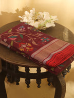 Purple Banarasi Handloom Pure Cotton Real Zari Saree - Luxurion World