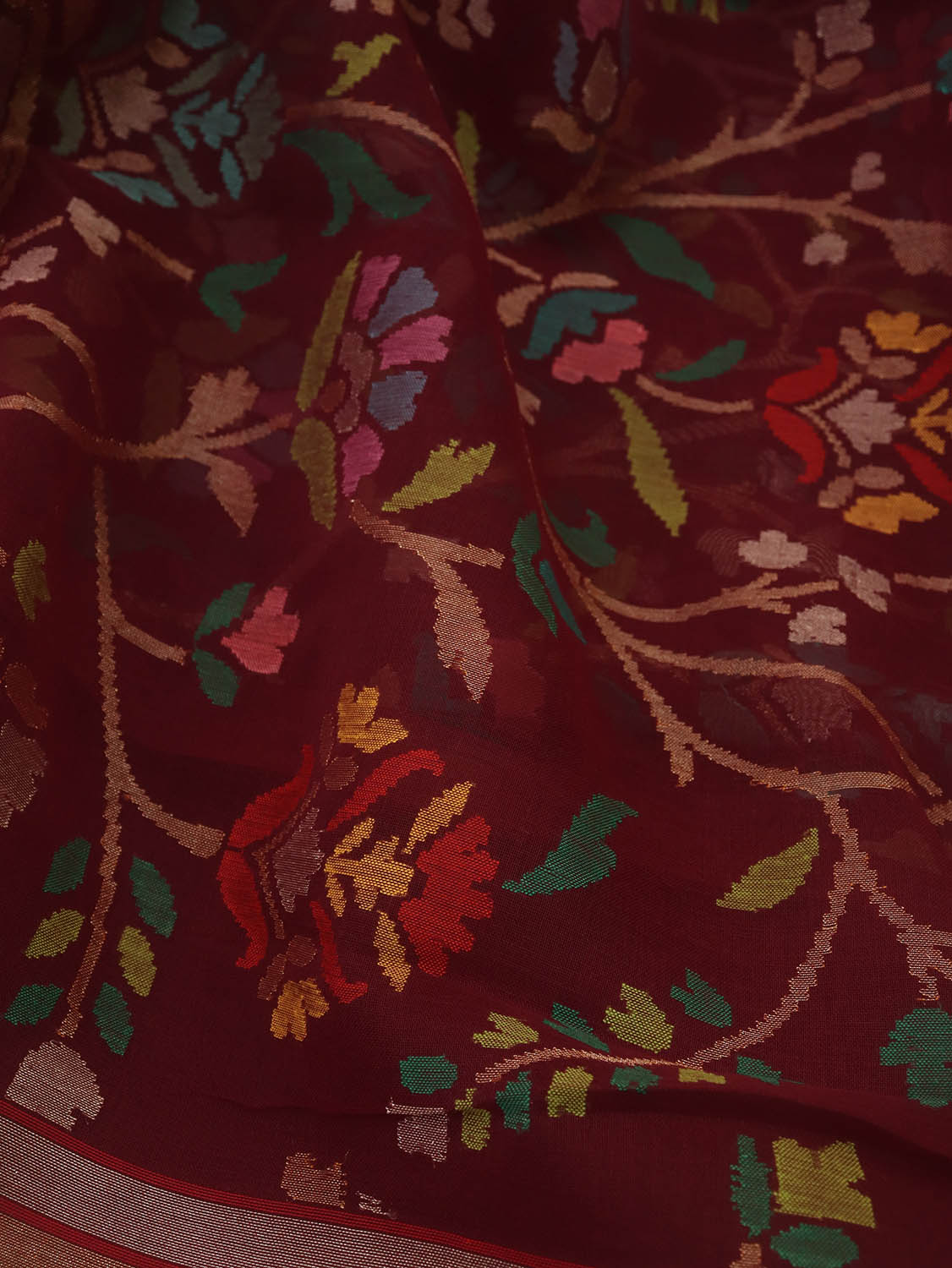 Purple Banarasi Handloom Pure Cotton Real Zari Saree - Luxurion World
