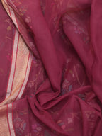 Purple Banarasi Handloom Pure Cotton Real Zari Saree - Luxurion World