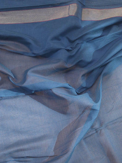 Blue Banarasi Handloom Pure Cotton Saree - Luxurion World