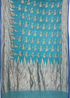 Elegant Blue Pure Georgette Banarasi Handloom Saree - Luxurion World