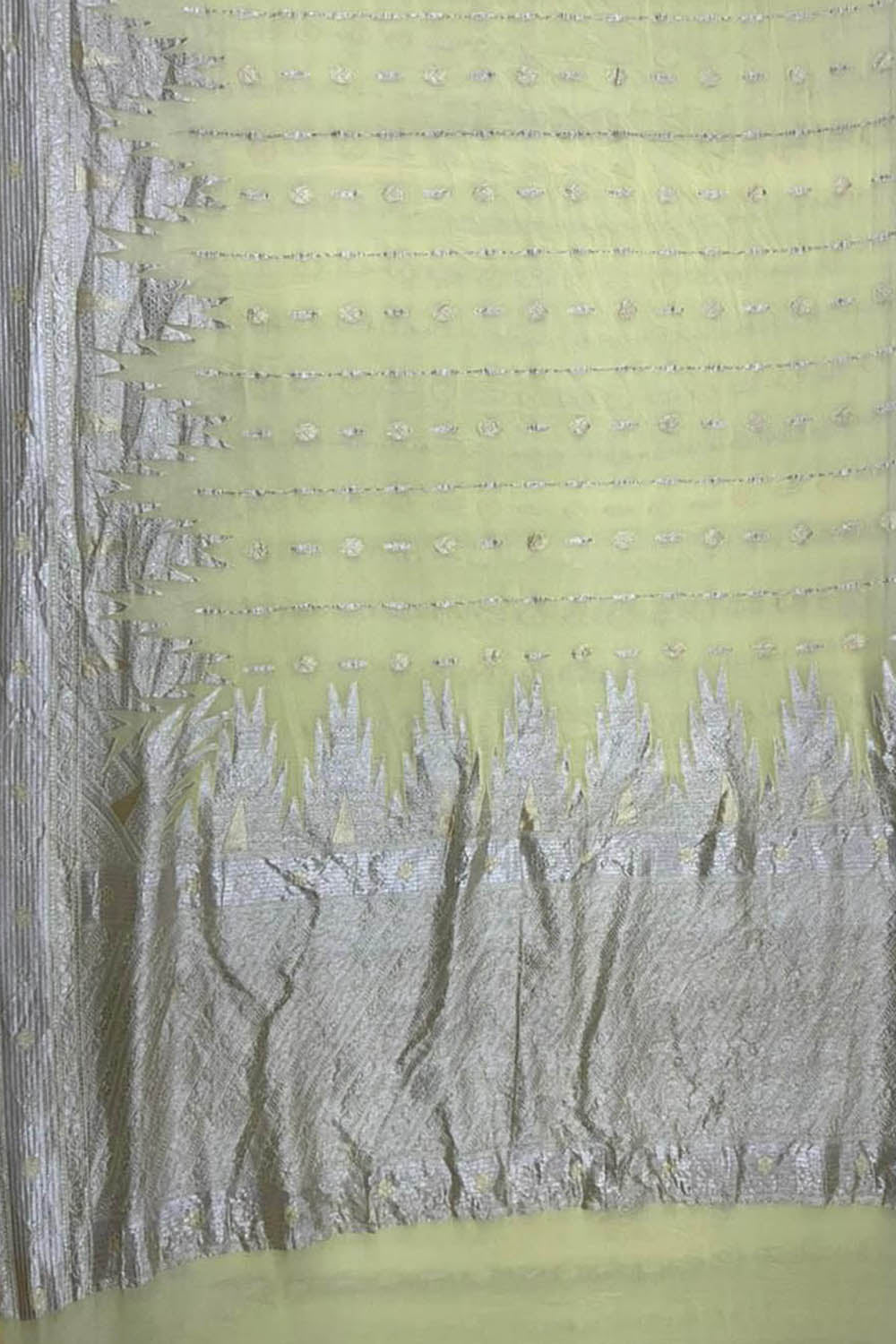 Yellow Pure Georgette Banarasi Handloom Saree - Luxurion World