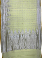 Yellow Pure Georgette Banarasi Handloom Saree - Luxurion World