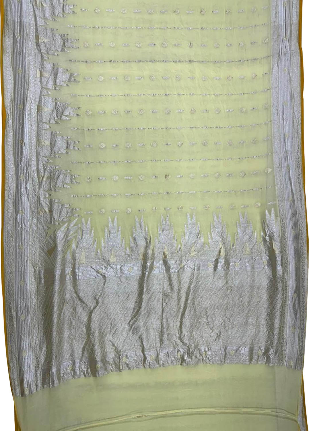 Yellow Pure Georgette Banarasi Handloom Saree - Luxurion World