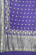 Elegant Purple Pure Georgette Banarasi Handloom Saree - Luxurion World