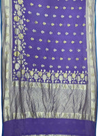 Elegant Purple Pure Georgette Banarasi Handloom Saree - Luxurion World