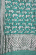 Green Pure Georgette Banarasi Handloom Saree - Luxurion World