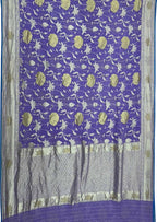 Elegant Purple Pure Georgette Banarasi Handloom Saree - Luxurion World