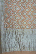 Orange Pure Georgette Banarasi Handloom Saree - Luxurion World