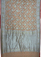 Orange Pure Georgette Banarasi Handloom Saree - Luxurion World