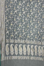 Elegant Grey Pure Georgette Banarasi Handloom Saree - Luxurion World