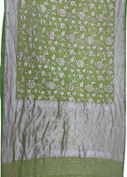 Green Pure Georgette Banarasi Handloom Saree - Luxurion World