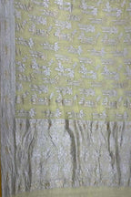 Yellow Pure Georgette Banarasi Handloom Saree - Luxurion World