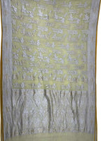 Yellow Pure Georgette Banarasi Handloom Saree - Luxurion World