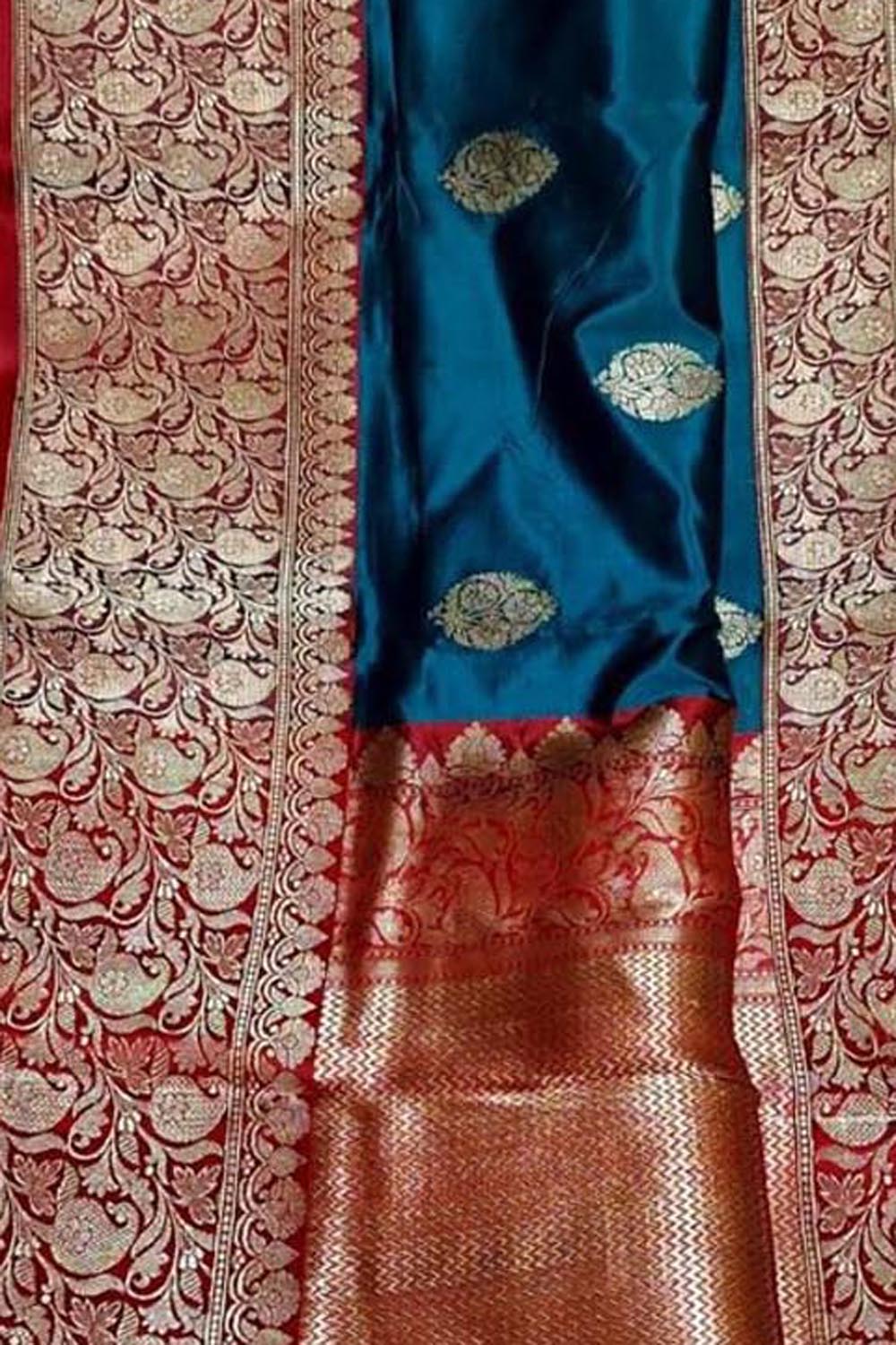 Blue Pure Katan Silk Banarasi Handloom Saree
