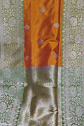 Orange Pure Katan Silk Banarasi Handloom Saree