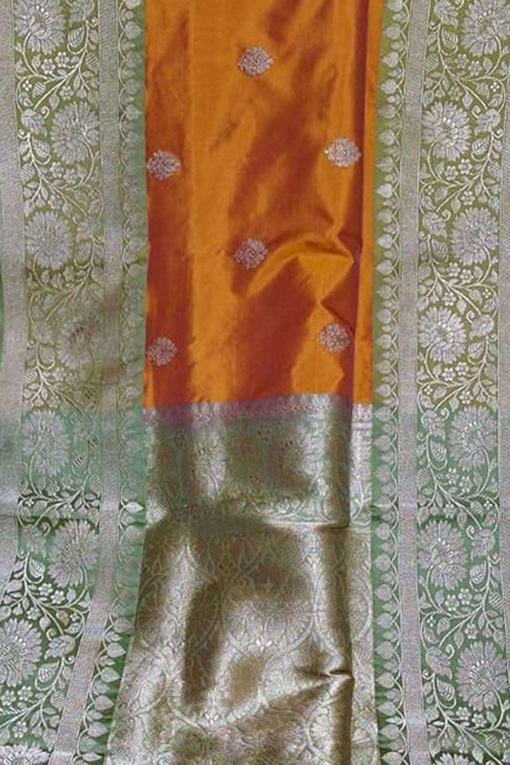 Orange Pure Katan Silk Banarasi Handloom Saree