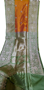 Orange Pure Katan Silk Banarasi Handloom Saree