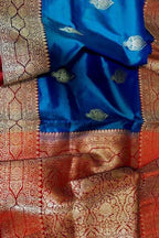 Blue Pure Katan Silk Banarasi Handloom Saree