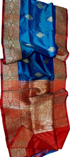 Blue Pure Katan Silk Banarasi Handloom Saree