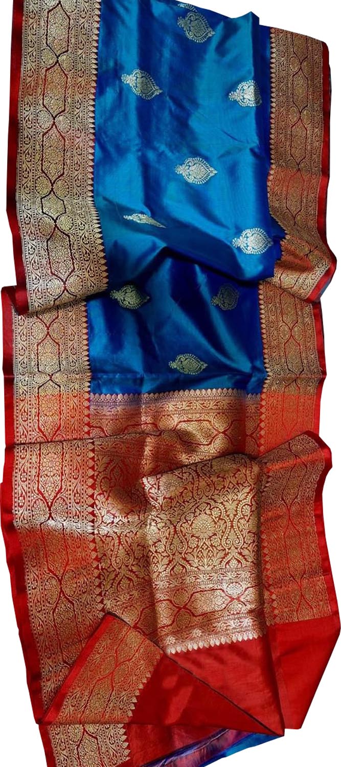 Blue Pure Katan Silk Banarasi Handloom Saree