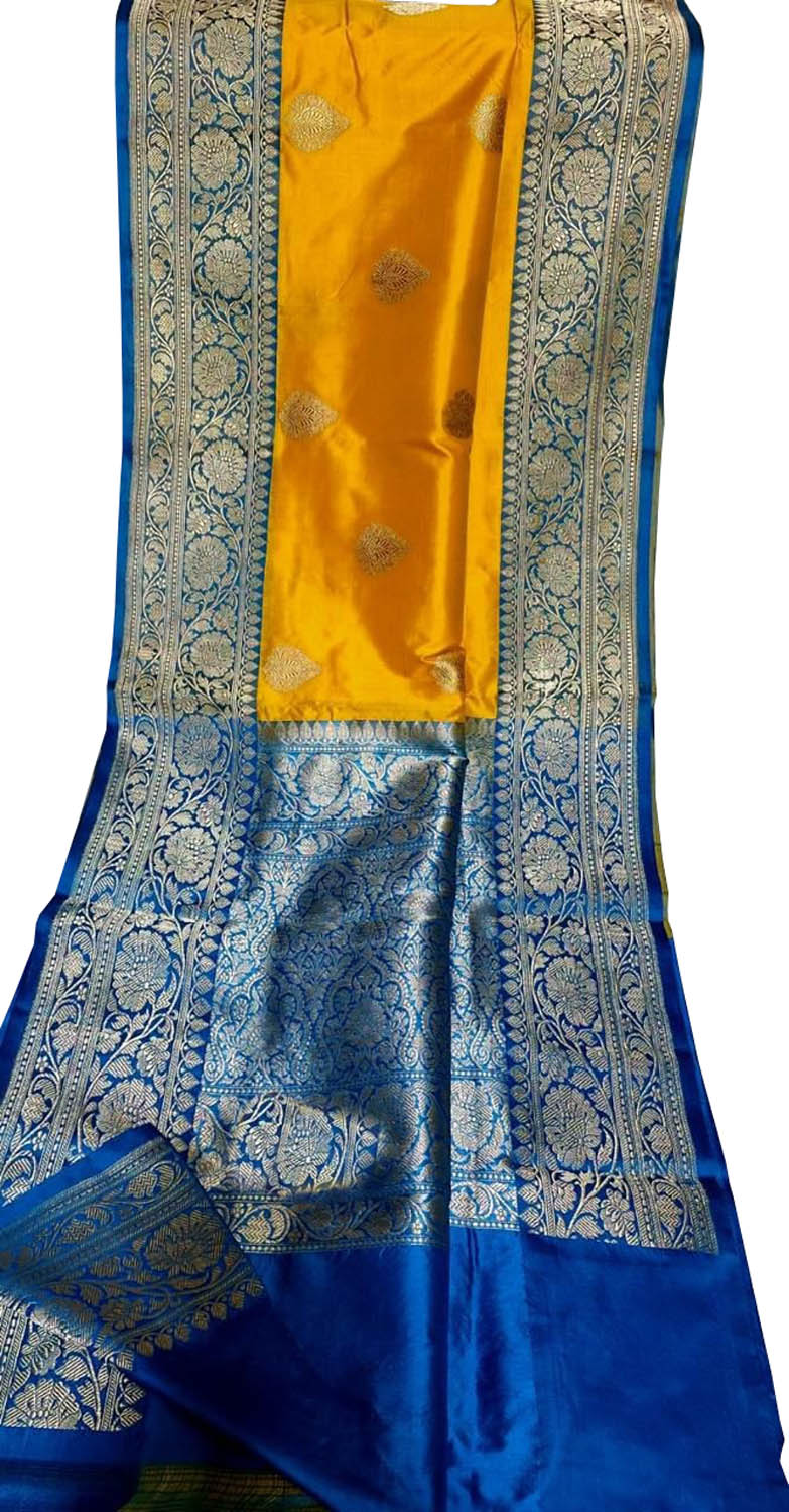 Yellow Pure Katan Silk Banarasi Handloom Saree