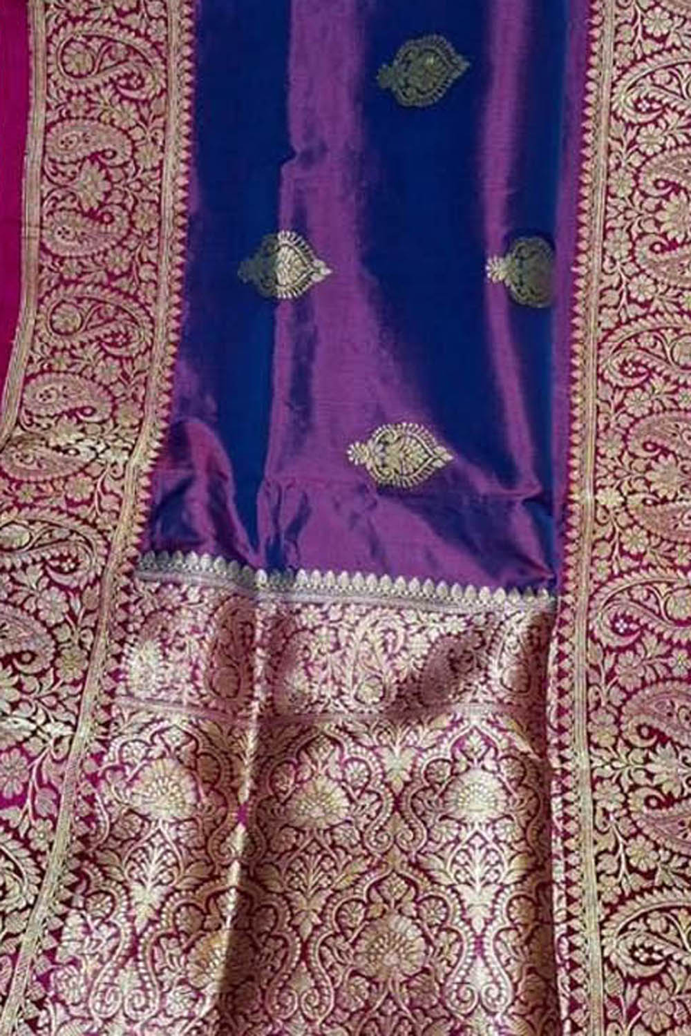Purple Pure Katan Silk Banarasi Handloom Saree