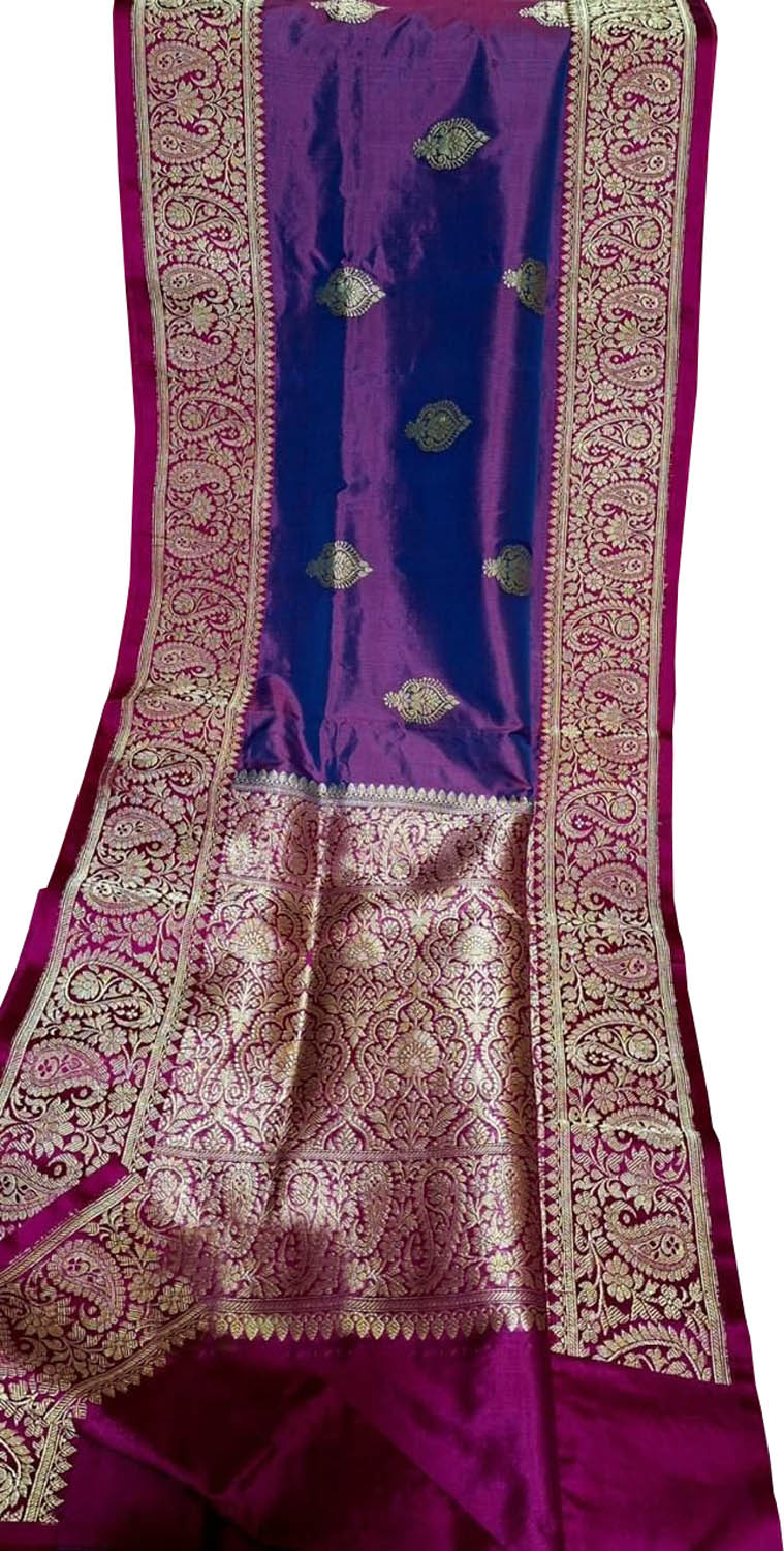 Purple Pure Katan Silk Banarasi Handloom Saree
