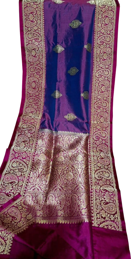 Purple Pure Katan Silk Banarasi Handloom Saree