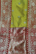 Green Pure Katan Silk Banarasi Handloom Saree