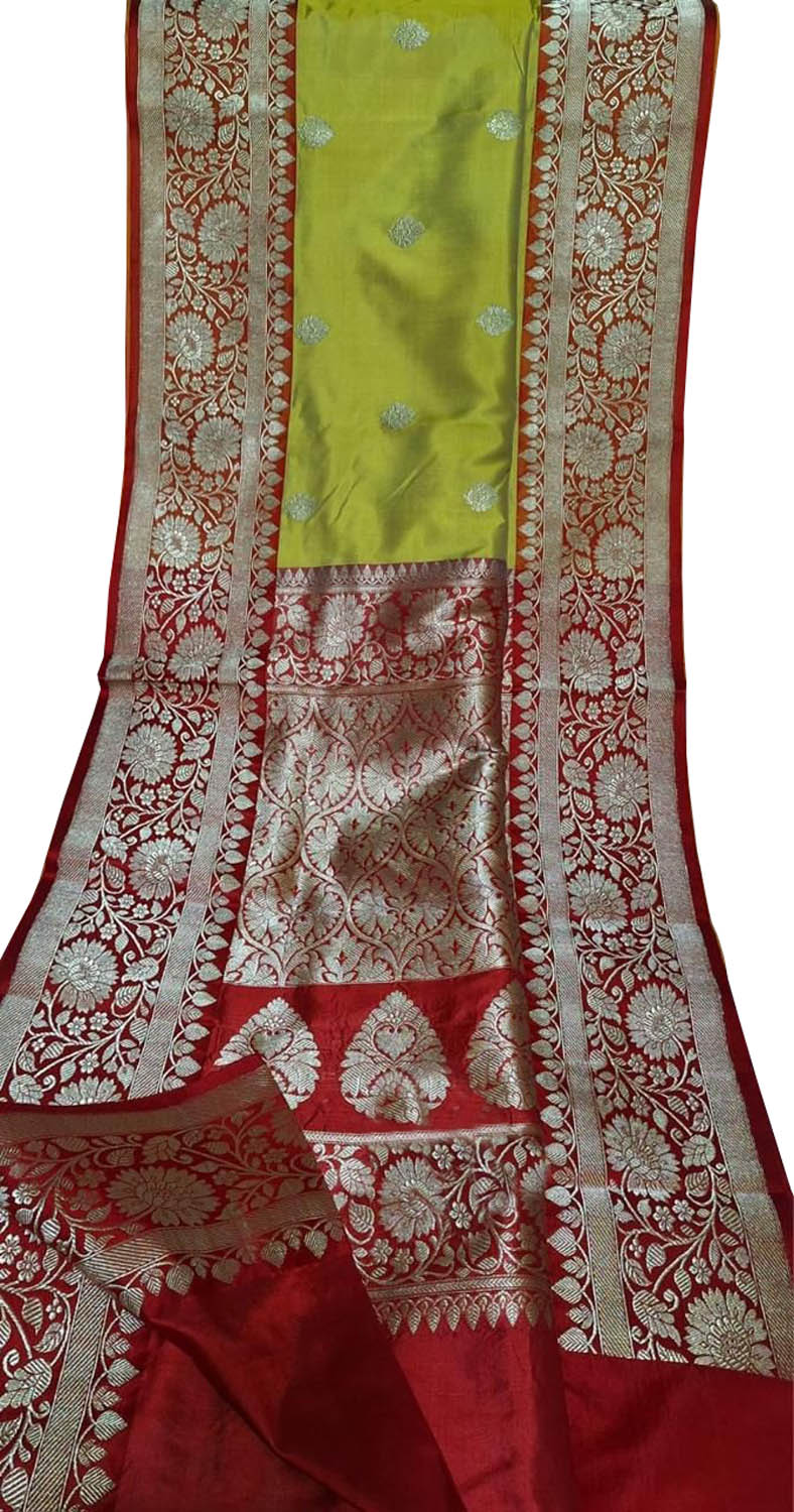 Green Pure Katan Silk Banarasi Handloom Saree