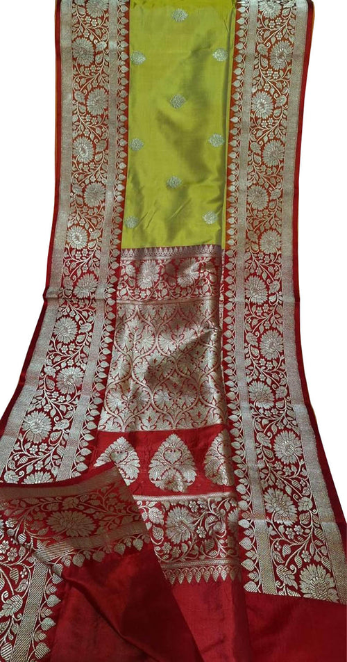 Green Pure Katan Silk Banarasi Handloom Saree