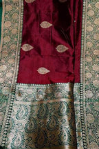 Maroon Pure Katan Silk Banarasi Handloom Saree