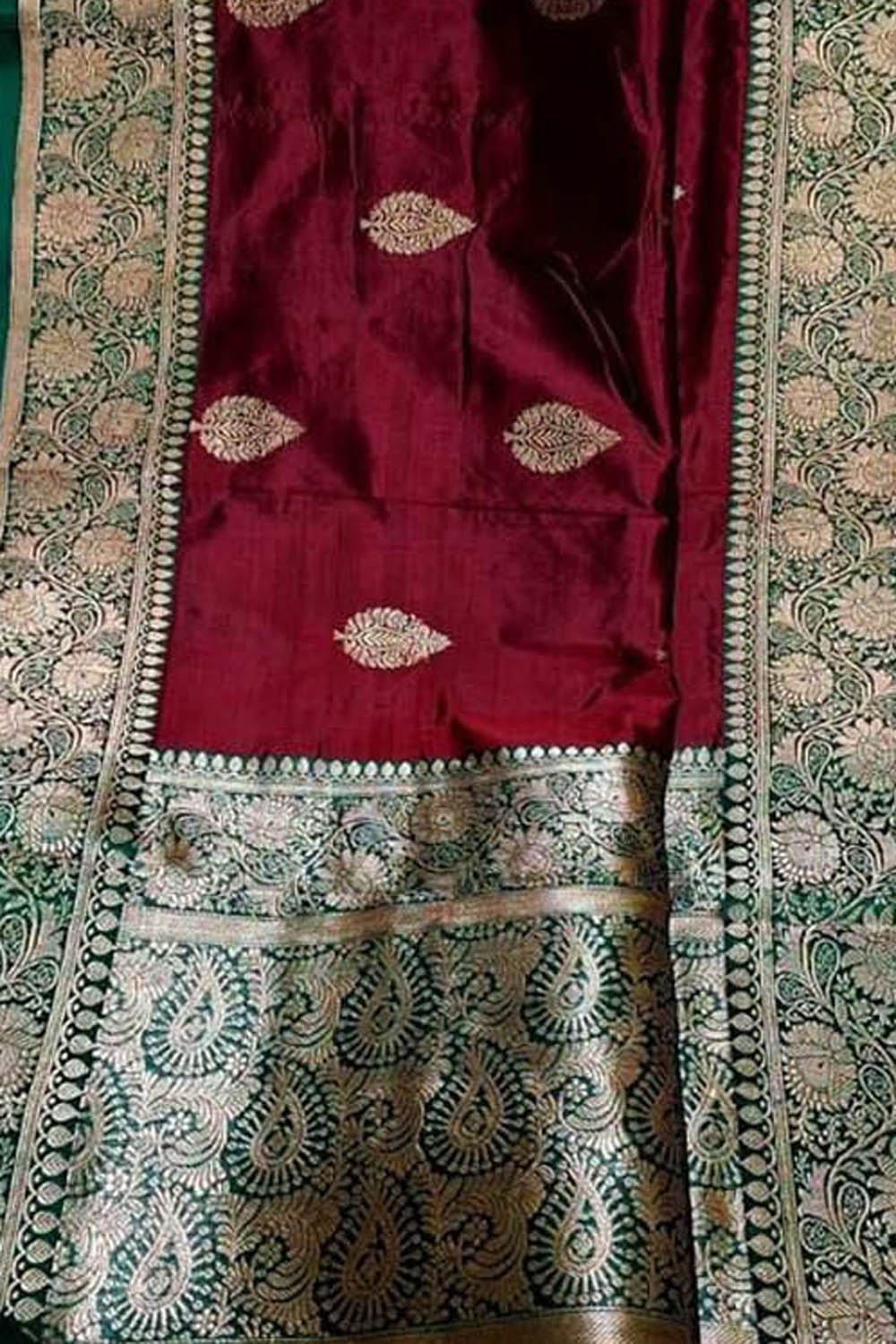 Maroon Pure Katan Silk Banarasi Handloom Saree