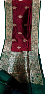 Maroon Pure Katan Silk Banarasi Handloom Saree