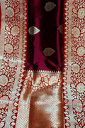 Maroon Pure Katan Silk Banarasi Handloom Saree