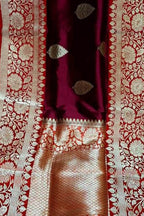Maroon Pure Katan Silk Banarasi Handloom Saree