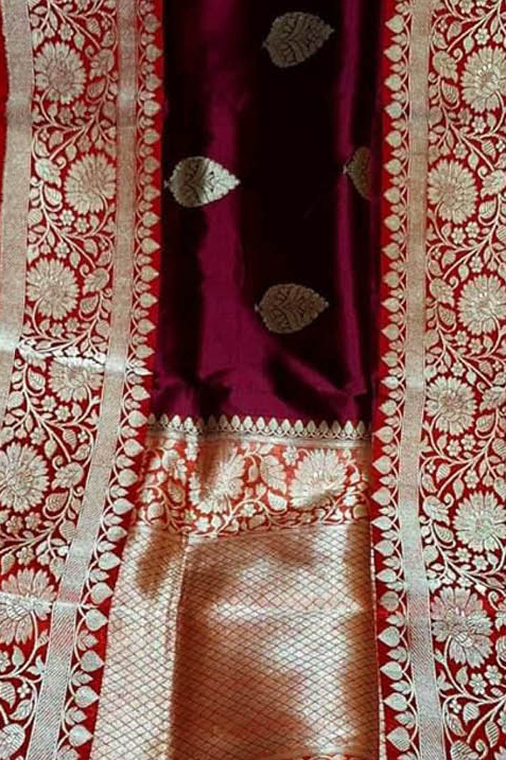 Maroon Pure Katan Silk Banarasi Handloom Saree