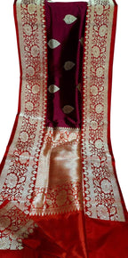 Maroon Pure Katan Silk Banarasi Handloom Saree