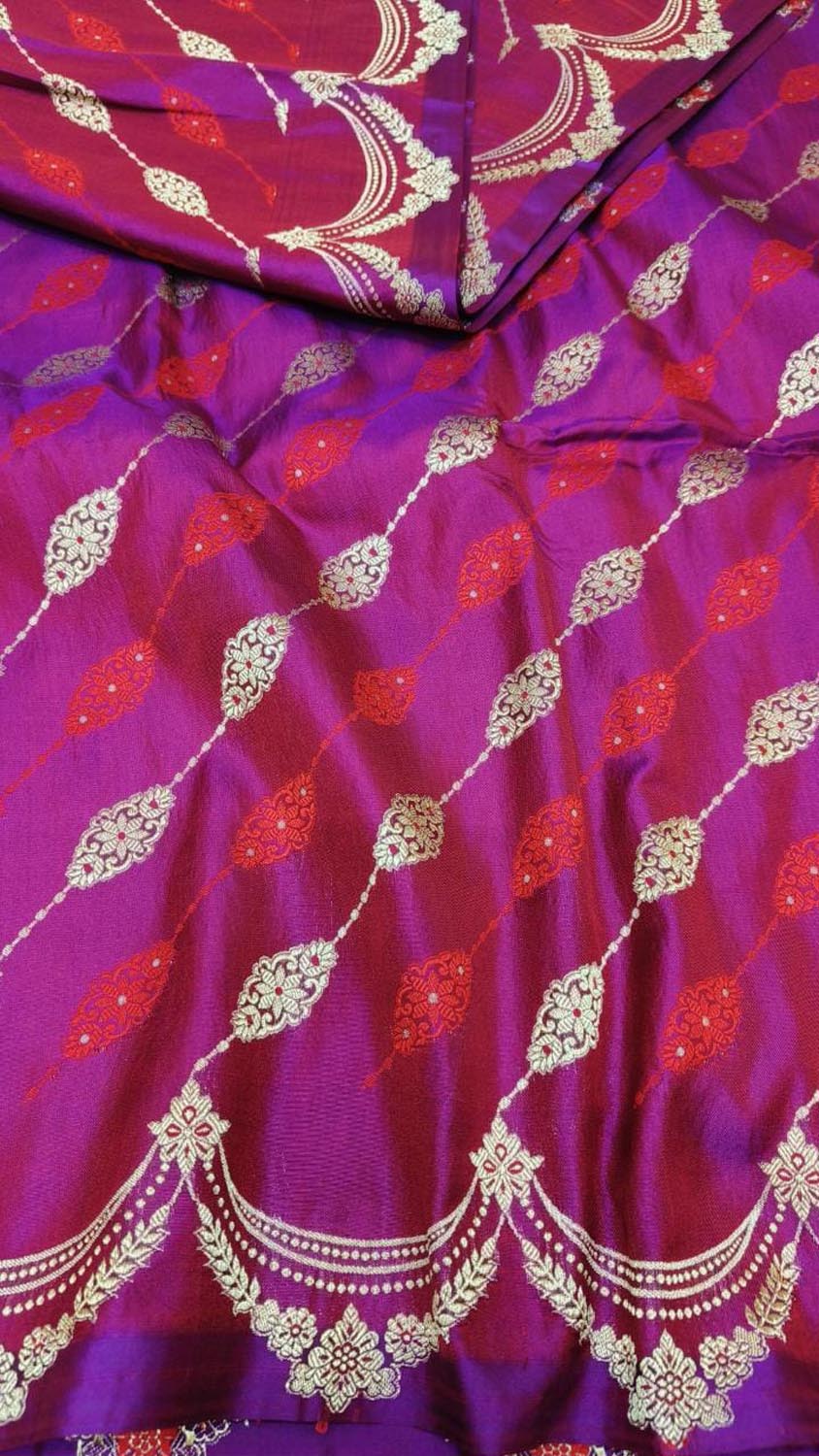 Pink Banarasi Handloom Pure Katan Silk Saree - Luxurion World